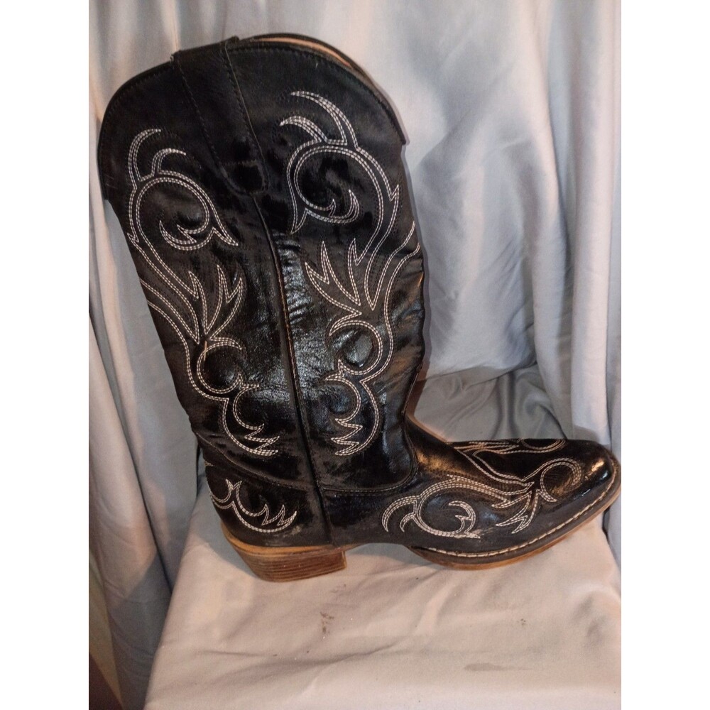 Roper Women's Riley Western Boots Round Toe Black Intricate Stenciling Sz 8 - Picture 3 of 10